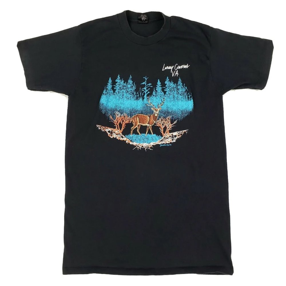 Vtg Luray Caverns Deer T-Shirt USA Made Single Stitched Breakaway Inc Wildlife